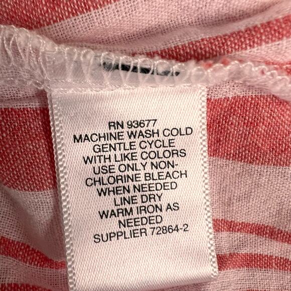Liz Claiborne women's size medium 100% linen salmon pink & white top #2590 - Picture 11 of 12